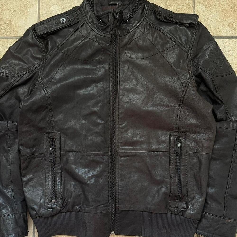 Firetrap Black/Brown Leather Jacket - Size L
